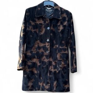 XOXO Vintage 1990s Brown & Black Cow Print Coat Size Medium Juniors
